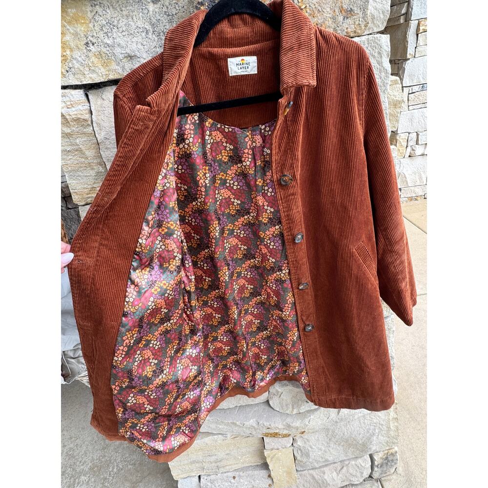 Marine Layer Rust Corduroy Button Front Jacket Shacket Medium - Picture 3 of 5